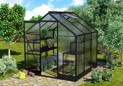 PALRAM, Palram Gewächshaus Apollo 3800 anthrazit, Vitavia Gewächshaus Apollo 3800 Schwarz | 2 × 2 × 1.4 m