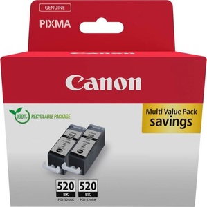 Canon, Canon Tintenp. PGI-520BK DP, Canon Druckerpatrone PGI-520 BK Twin Pack Original 2er-Pack Schwarz 2932B019
