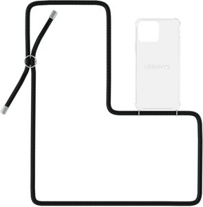 Urbany's, Urbany's - (130cm) iPhone 14 Pro Night Owl Necklace Hybrid Hülle Air Cushion Fallschutz + Handykette (PN-TS-I14P-NOS) - Transparent / Schwarz, Urbany's Necklace Case iPhone 14 Pro Night Owl