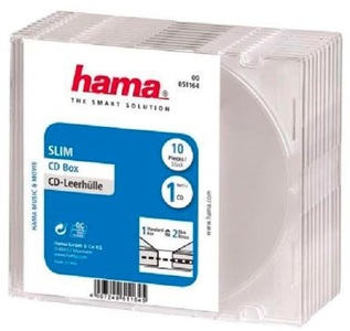 HAMA, Hama 51164 CD Slim BOX Clear 10Pcs - Leerhülle Slim (Transparent), 