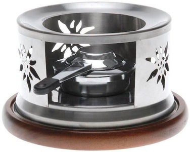 Nouvel, Nouvel Fondue-Rechaud Edelweiss mit, Nouvel Fondue-Rechaud Edelweiss mit Akazienholz