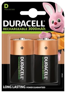 Duracell, Recharge Ultra Mono D NiMH Akku mit 2200 mAh - 2 Stück, DURACELL Recharge Ultra PreCharged HR20/DC1300 HR20, DC1300, 3000mAh 2 Stück