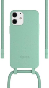 Apple, Woodcessories - iPhone 12 Mini Change Necklace BioCase Schutzhülle Vegan Biologisch Abbaubar + Handykette (CHA026) - Mint Green (Grün), 