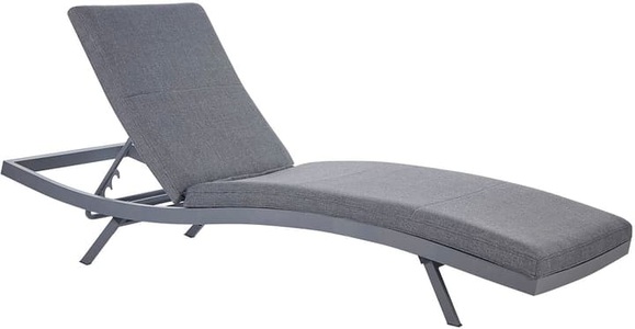 Beliani, Beliani Gartenliege Aluminium Textilbespannung dunkelgrau AMELIA Sonnenliege, 