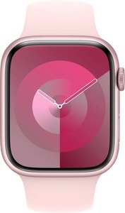 Apple, APPLE Watch Series 9 (GPS, Alu) 45 mm - Smartwatch (M/L 160-210 mm, Fluorelastomer, Rosé/Hellrosa), Apple Smartwatch »Series 9, GPS, Aluminium-Gehäuse mit Sportarmband«, Watch OS 10, 64 GB,)