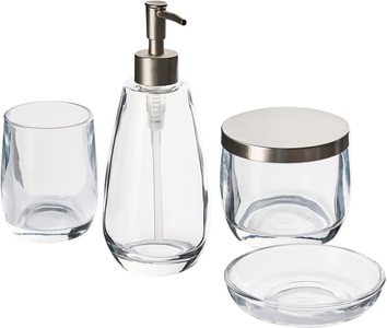 Beliani, Beliani Badezimmer Set 4-teilig Glas transparent SONORA, Beliani - Badaccessoires Set 4-teilig aus Glas Modern SONORA, One Size, Transparent