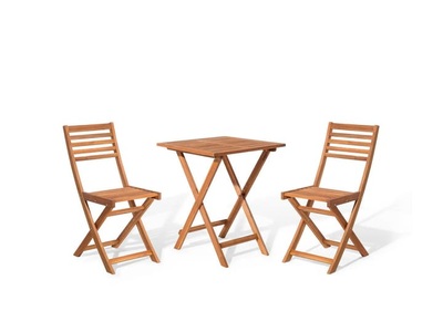 Beliani, Beliani FIJI Bistro-Set, Beliani - Bistro Set aus Akazienholz Klassisch FIJI, One Size, Light Beige