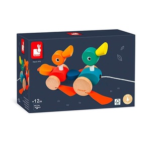 Janod, Janod Holz-Nachzieh-Spielzeug ENTENFAMILIE in orange, Janod - Nachziehspielzeug Entenfamilie