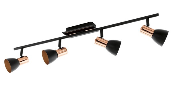 LIVIQUE, Spot Barnham, LED-Deckenstrahler Barnham, Länge 78 cm, schwarz/kupfer