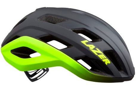 Lazer, Lazer Strada KinetiCore Helm grau/gelb 2022 L | 58-61cm Rennradhelme, Lazer Strada Road Velohelm - Matte Dark Grey Flash Yellow (Grösse: L (58-61 cm))