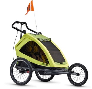 S'COOL, s'cool taXXi Elite Bike Trailer for Two lemon 2019 Kinderveloanhänger, TAXXI Fahrradanhänger TAXXI ELITE for two grün