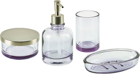 Beliani, Beliani Badezimmer Set 4-teilig Glas violett TELMA, Beliani - Badaccessoires Set 4-teilig aus Glas Modern TELMA, One Size, Lila