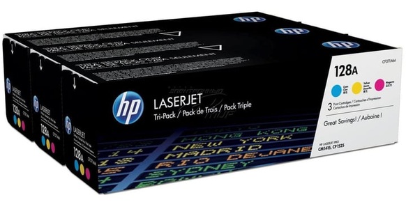 Hp, HP Tri-Pack 128A CMY Toner, Hewlett Packard Toner, blau/gelb/rot, No. 128A, CF371AM, (1'300 Seiten)