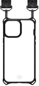 ITSKINS, ITSkins - iPhone 13 Mini / 12 Mini Hybrid Sling Antimikrobielle Necklace Schutz Hardcase Hülle (Fallschutz 3 Meter) - Schwarz / Transparent, 