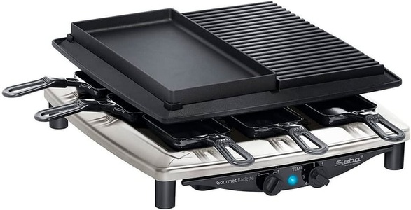 Steba, Steba RC 4 plus deluxe - Raclette (Schwarz/Silber), Steba RC 4 plus Deluxe Chrom Raclettegerät