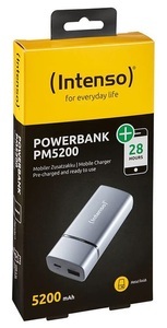 Intenso, Intenso PM5200 Powerbank (Zusatzakku) Li-Ion 5200 mAh 7323524, Intenso Mobile Chargingstation, 5200 mAh, metal finish grey, 7323524