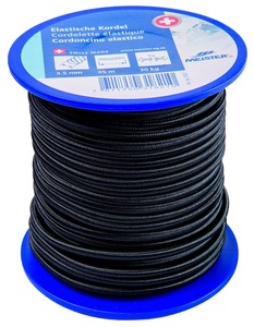 MEISTER, MEISTER ELASTISCHE KORDEL, Meister Gummi-Spannseil Ø 3,5 mm, 25 m, 30 kg, Schwarz