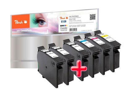 Peach, Peach Combi PackPLUS n zu T128 Tintenpatrone, Peach Spar Pack Plus Tintenpatronen kompatibel zu Epson T128 (3xT1281, T1282, T1283, T1284)