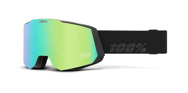100PERCENT, Snowcraft Hiper Goggle Black - Mirror Green, 100% Snowcraft Skibrille