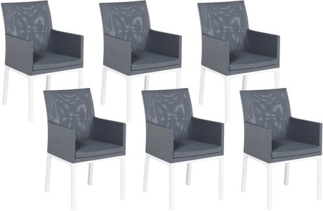 Beliani, Beliani Gartenstuhl Aluminium grau 6er Set BACOLI, Beliani - Gartenstuhl 6er Set aus Polyester Modern BACOLI, One Size, Spacegrau