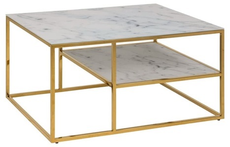 Micasa, Salontisch LAURYN, Couchtisch Romandie Glas weiss gold