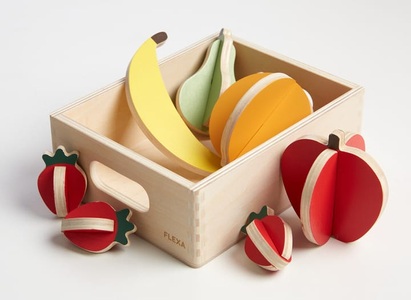 FLEXA, FLEXA Holz-Lebensmittel OBST 8-teilig mit Kiste, FLEXA Obstset