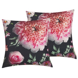 Beliani, Kissen 2er Set aus Polyester Modern HEDERA Kissen 2er Set aus Polyester Modern HEDERA, Beliani - Dekokissen 2er Set aus Polyester Modern HEDERA, One Size, Schwarz