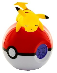 TEKNOFUN, Teknofun Pikachu Pokeball - Wecker (Gelb/Rot/Violett), Teknofun Pikachu Pokeball - Radiowecker (Mehrfarbig)