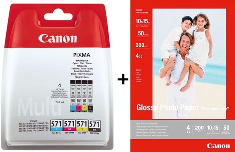 Canon, Canon Cli-571 Multipack + Gp501 Fotopapier Tintenpatrone, 