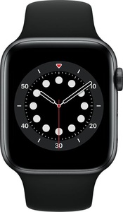 Apple, APPLE Watch Series 6 (GPS + Cellular) 44 mm - Smartwatch (140 - 220 mm, Fluorelastomer, Space Grau/Schwarz), 