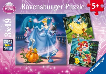 Ravensburger, RAVENSBURGER Puzzle 3x49 Teile Disney Schneewittchen-Aschenputtel, Ravensburger Puzzle »DPR:Schneewittchen,Aschenp«, (49 tlg.)