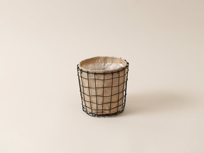 Marein, Marein Metallkorb mit Jute Korb, Esmée Metallkorb mit Stoffeinsatz Übertopf