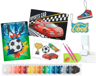 Ursus, Ursus Diamond Sticker Sports, 2 Karten, 2 Anhänger, 43510003, URSUS Kinder-Bastelsets Diamond Painting Creative Set Sports, 2er Karten
