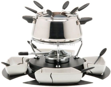 Nouvel, Nouvel Fleischfondue-Set Bianca, Fondue Set Bianca für Gemüse und Fleisch, 18-teilig