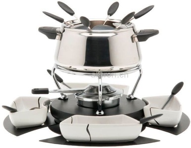 Nouvel, Nouvel Fleischfondue-Set Bianca, Fondue Set Bianca für Gemüse und Fleisch, 18-teilig
