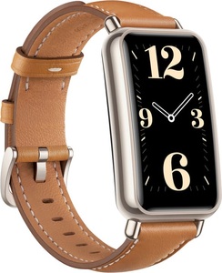 Huawei, HUAWEI WATCH FIT mini - Smartwatch (130 - 200 mm, Leder, Light Gold/Mocha Brown), Huawei Watch Fit Mini (Brown)
