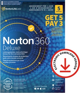 Norton, Norton Security 360 Deluxe with 50Gb 5 for 3 Devices - PC/Mac/Android/iOS ESD Digital (Esd), Norton Security 360 Deluxe with 50Gb 5 for 3 Devices - PC/Mac/Android/iOS ESD Antivirus (Download)