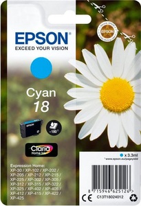Epson, Epson C13T18024010 - Tintenpatrone, Epson Tintenpatrone, blau, T180240, (180 Seiten)