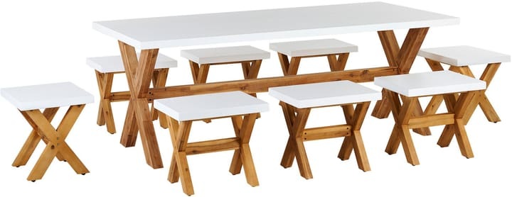 Beliani, Beliani Gartenmöbel Set Faserzement weiss 8-Sitzer 9-teilig OLBIA Gartenlounge, 