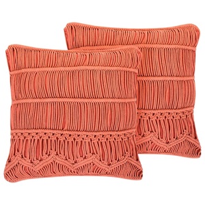 Beliani, Kissen 2er Set aus Baumwolle Boho AKKOY Kissen 2er Set aus Baumwolle Boho AKKOY, Beliani - Dekokissen 2er Set aus Baumwolle Boho AKKOY, One Size, Orange Bunt