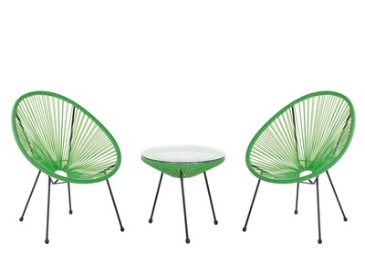undefined, ACAPULCO II Rattanmöbel Set Kunststoff, Beliani - Bistro Set aus PE Rattan Boho ACAPULCO II, One Size, Grün