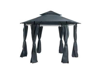 Beliani, Beliani Pavillon Stahl graphitgrau ? 350 cm Portel, Beliani - Pavillon aus Stahl Mediterran PORTEL, One Size, Gewittergrau