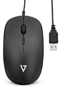 V7, V7 Optische USB Maus schwarz, V7 MU200-1E - Low Profile - Maus - USB - Schwarz