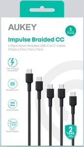 Aukey USB-C-to-C Cable 5 Pack;1x 2m;3x1m;1x0.5m USB Kabel