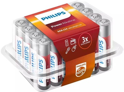 Philips, Philips AA / Lr03 (24 Stk.) Batterie, Philips Batterie Power Alkaline AAA 24 Stück