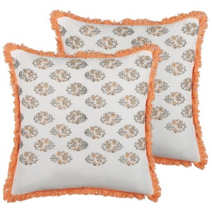 Beliani, Kissen 2er Set aus Baumwolle Klassisch SATIVUS Kissen 2er Set aus Baumwolle Klassisch SATIVUS, Beliani - Dekokissen 2er Set aus Baumwolle Klassisch SATIVUS, One Size, Weiss Bunt