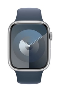 Apple, APPLE Watch Series 9 (GPS + Cellular, Alu) 45 mm - Smartwatch (S/M 140-190 mm, Fluorelastomer, Silber/Sturmblau), Apple Smartwatch »Series 9, GPS, Aluminium-Gehäuse mit Sportarmband«, Watch OS 10, 64 GB,)