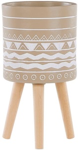Beliani, Beliani Pflanzenständer beige mit Holzbeinen 25 cm MILINA Pflanzengestell, 
