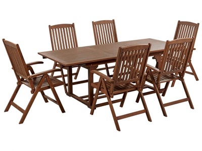 Beliani, Gartentisch Set aus Akazienholz Rustikal AMANTEA Gartentisch Set aus Akazienholz Rustikal AMANTEA