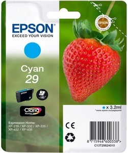 Epson, Epson Tinte T2982, 29 Original Cyan C13T29824012, Epson Tintenpatrone, blau, T298240, (180 Seiten)
